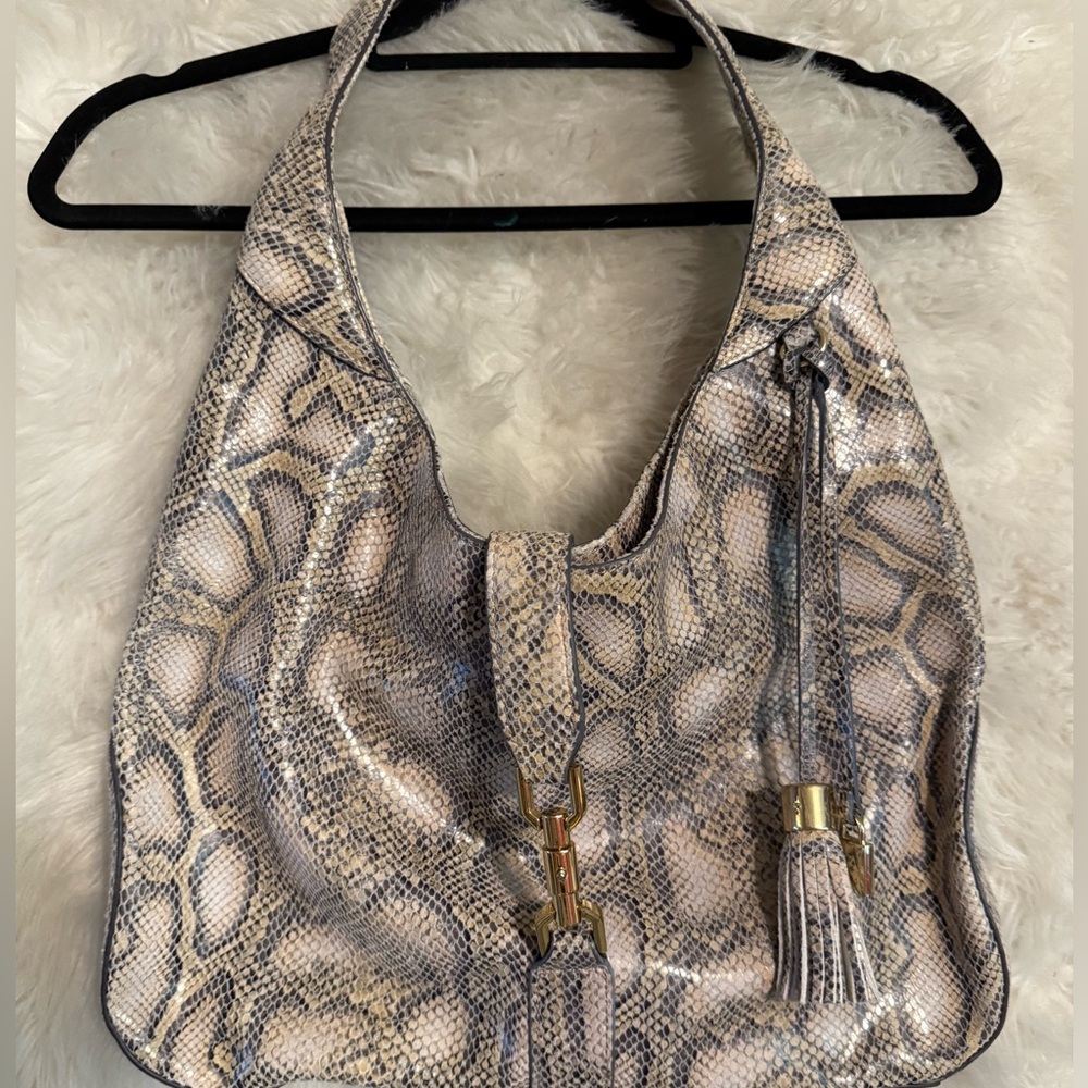G.I.L.I Shoulder Bag GILI Hobo Bag Snakeskin Embossed Leather - Picture 2 of 9